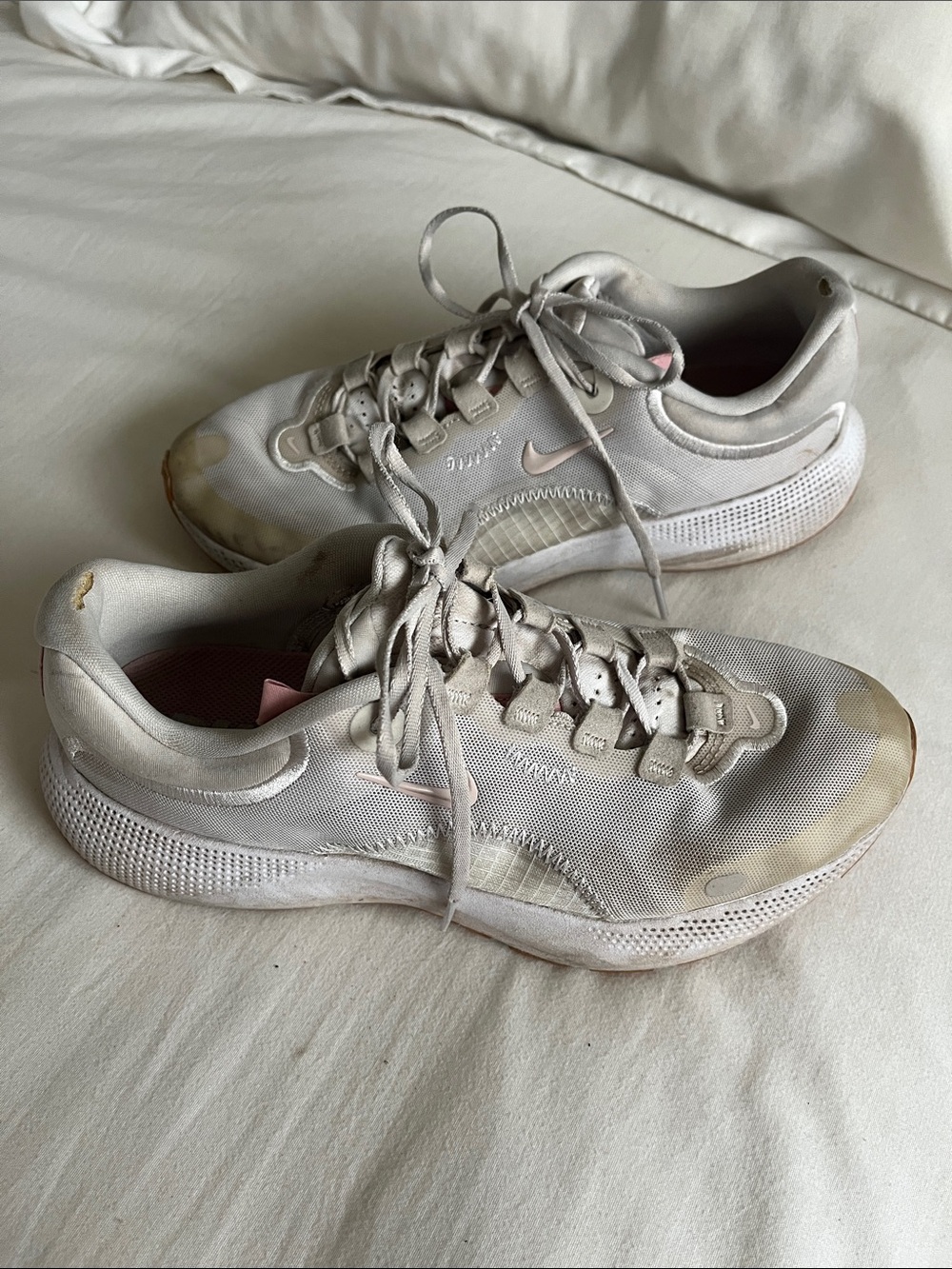 Nike react Light Gray and Pink Running Sneakers